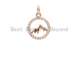 CZ Micro Pave Mountain Round Charm Pendant, Cubic Zirconia Paved Charm, Necklace Bracelet Charm Pendant, 12x14mm,sku#Y146