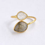 Double Gemstone Ring, Adjustable size.