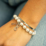 18K Gold PVD 8mm Kiska Glass Pearl Stretch Bracelet