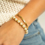 18K Gold PVD 8mm Kiska Glass Pearl Stretch Bracelet