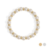 18K Gold PVD 8mm Kiska Glass Pearl Stretch Bracelet