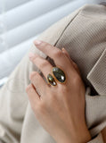 925 Silver Double Gemstone Ring