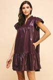 MINI DRESS - DEEP WINE FAUX LEATHER