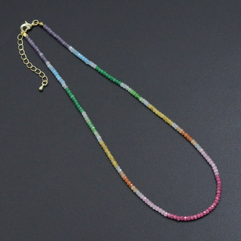 Rainbow Color Rondelle Gemstone beads necklace, sku#EF817