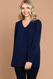 Navy Top V Neck