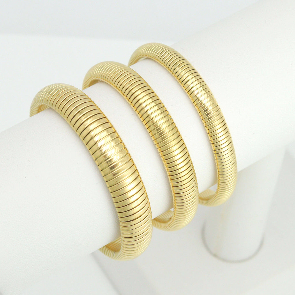 Gold 8mm 10mm 12mm Snake Chain Bracelet, Sku#LX571