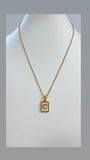Mother Pearl Rectangle shape initial Necklace