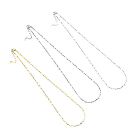 Thin Silver Paperclip Link Chain Adjustable Necklace, Sku#LD488