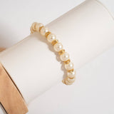 18K Gold PVD 8mm Kiska Glass Pearl Stretch Bracelet