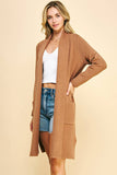 OPEN KNITTED CARDIGAN - CAMEL