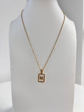 Rectangle initial Necklace mother pearl