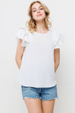 Gauze Double Ruffled Short Sleeve Top