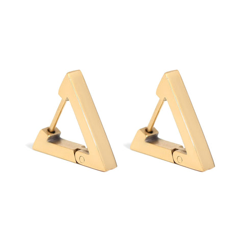 18K Gold PVD Stainless Steel Triangle Huggie Earrings / ERJ0003
