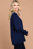 Navy Top V Neck