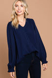 Navy Top V Neck