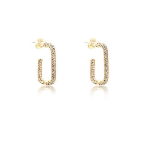 Cz Rectangle Stud Gold Filled Earrings