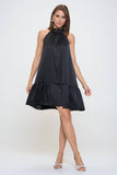 Bow Back Sleeveless Flounce Dress