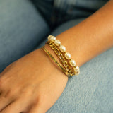 18K Gold PVD 8mm Kiska Glass Pearl Stretch Bracelet