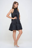 Bow Back Sleeveless Flounce Dress