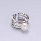 14K Gold Filled White Pearl Multiple Band Ring in Gold