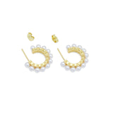 White Pearl Hoop Earrings, Sku#LD577