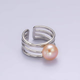 14K Gold Filled White Pearl Multiple Band Ring in Gold