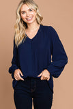 Navy Top V Neck