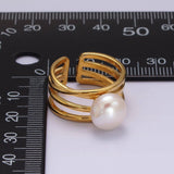 14K Gold Filled White Pearl Multiple Band Ring in Gold