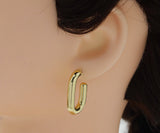 Gold Rectangle Huggie Earrings, Sku#J347