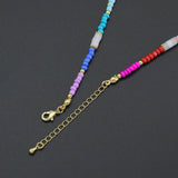 Colorful Beads with Gold Spacer Necklace, sku#O120