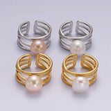 14K Gold Filled White Pearl Multiple Band Ring in Gold