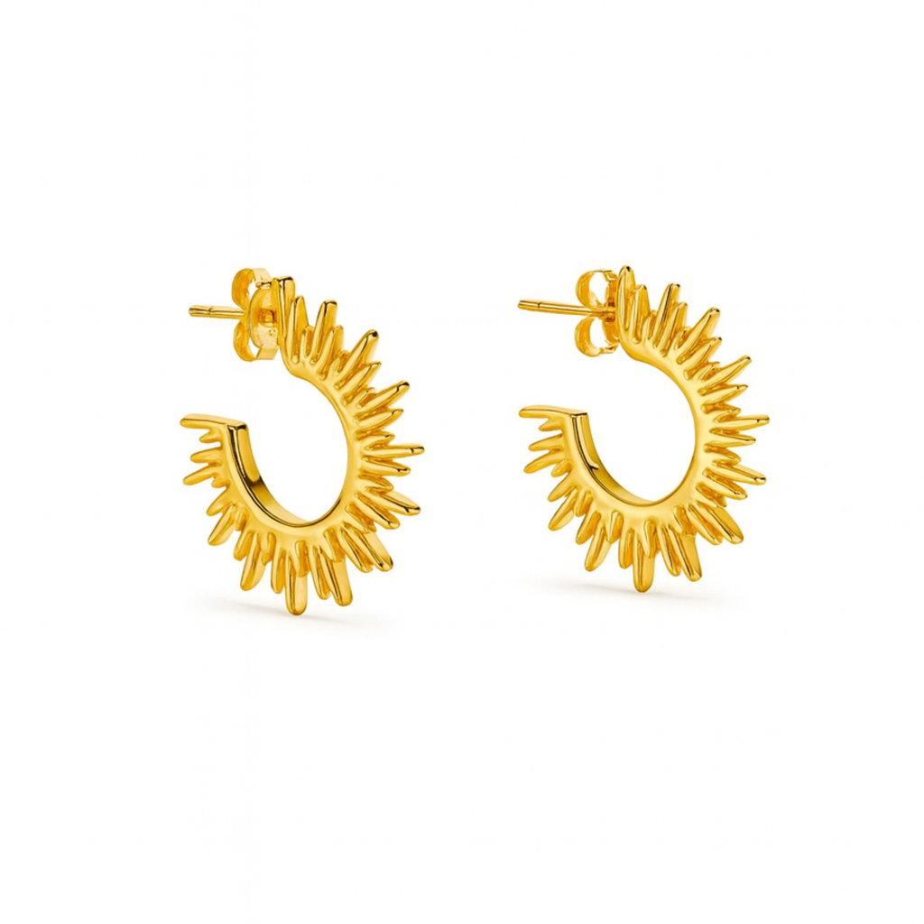 Small Sunburst Hoop Earrings