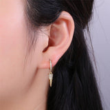 Hoop Dangle Earring, Gold Spike Earring, Small Dangle Earring, Micro Pave Earring, Dangle Earring Charm K-357