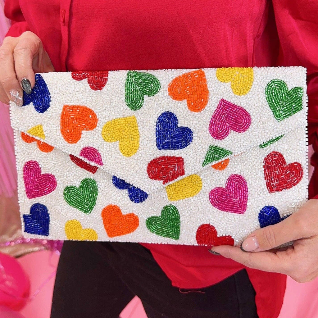 Rainbow Hearts Clutch