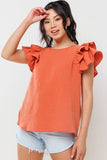 Gauze Double Ruffled Short Sleeve Top