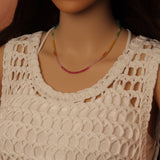 Rainbow Color Rondelle Gemstone beads necklace, sku#EF817