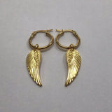 Gold angel wings hoops