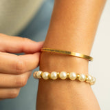 18K Gold PVD 8mm Kiska Glass Pearl Stretch Bracelet
