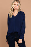 Navy Top V Neck