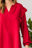 Airflow Ruffle Detail Women's Long Sleeve Topm