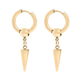 18K Gold PVD Stainless Steel Spike Pendant Hoop Earrings / ERJ0036