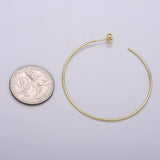 50 mm Simple Light Hoops 24K Gold, Loop Gold Earrings for DIY Earring Craft Supply Jewelry Making, EARR-1390-1391