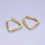 14K Gold Filled Twisted Edged Triangle Latch Hoop Earrings