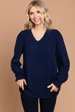 Navy Top V Neck