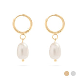 18K Gold PVD Freshwater Pearl Huggie Earrings