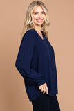 Navy Top V Neck