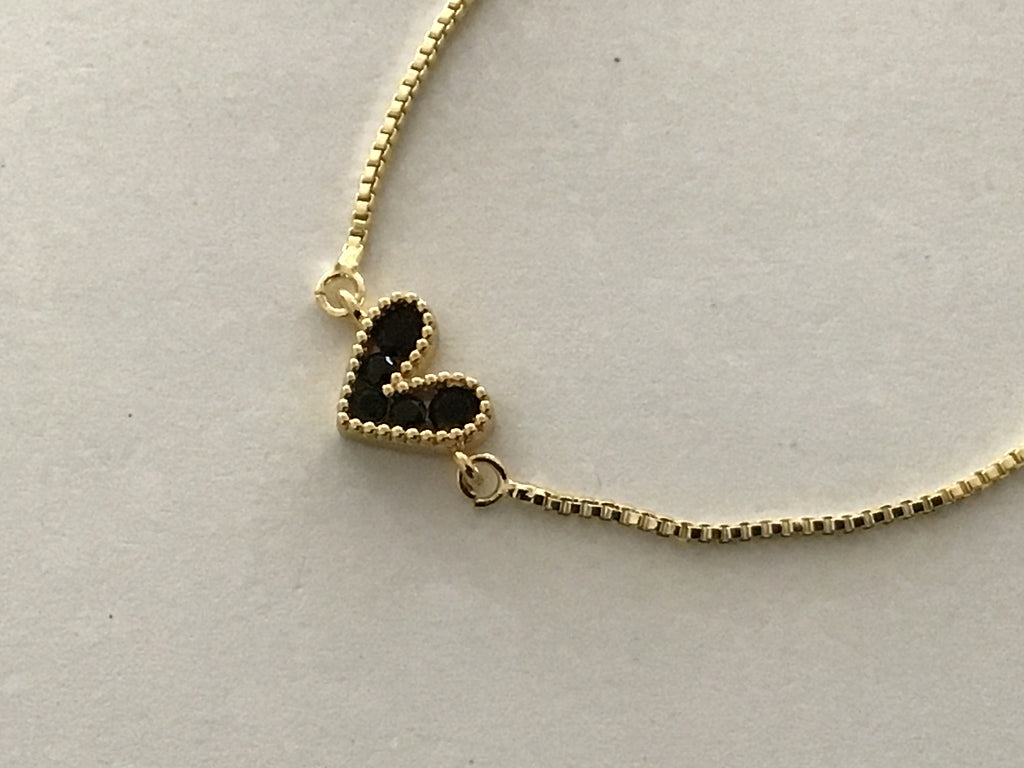Heart slider bracelet- Black