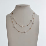 Double Pearl and gold necklace