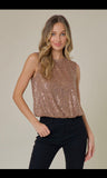 Copper Sleeveless Sequins Top
