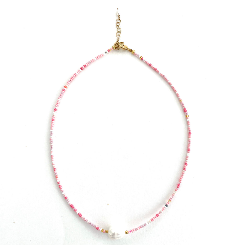 Pink Single Pearl Necklace